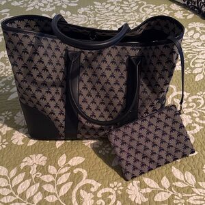 Brooks Brothers Black and Gray Tote with Matching Pouch